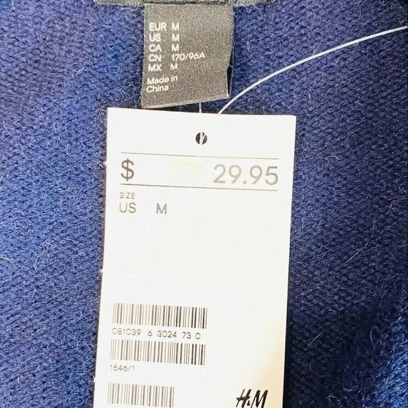 NWT H&M BASIC Women Long Sleeve Open Front Blue Cardigan Sweater Size Medium - Picture 11 of 12